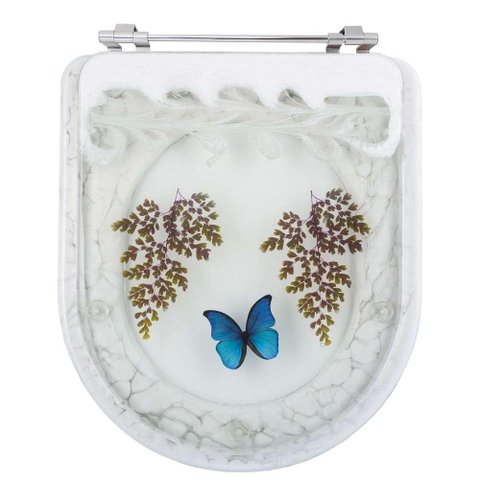 Acento Sanitário Decorado Calypso com Borboleta Azul para Vaso Incepa