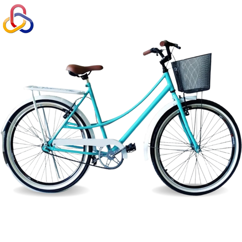 Bicicleta Caiçara Aro 26 Vintage Retrô Azul/branco Ello Bike