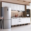 Ver imagem 1 de Cozinha Modulada Provençal 7 Peças 2 Balcões 1 Tampo 3 Armários e Torre Quente Marrom/Jequitibá/Branco Fosco