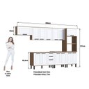 Ver imagem 3 de Cozinha Modulada Provençal 7 Peças 2 Balcões 1 Tampo 3 Armários e Torre Quente Marrom/Jequitibá/Branco Fosco