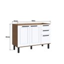 Ver mais imagens de Cozinha Modulada Provençal 7 Peças 2 Balcões 1 Tampo 3 Armários e Torre Quente Marrom/Jequitibá/Branco Fosco