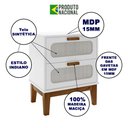 Ver imagem 2 de Mesa de Cabeceira Classica Criado Industrial Mdf Santorini 45 Cm com Tela Indiana Branco