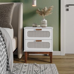 Mesa de Cabeceira Classica Criado Industrial Mdf Santorini 45 Cm com Tela Indiana Branco - 1