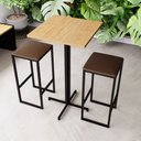 Ver imagem 5 de Conjunto Mesa Alta Bar Bistrô Quadrada Pinus 2 Bancos Estofado Industrial Black Don Castro Decor Ind