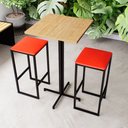 Ver imagem 2 de Conjunto Mesa Alta Bar Bistrô Quadrada Pinus 2 Bancos Estofado Industrial Black Don Castro Decor Ind