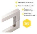 Ver imagem 5 de Puxador de Porta U Luxo 1 Metro Madeira Vidro Aço Inox 304 Prata Escovado Pivotante - Brinovar