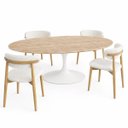 Ver imagem 3 de Mesa de Jantar Saarinen Oval 160x90 cm Tampo Mármore Travertino Base Laca Branca