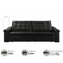 Ver imagem 2 de Sofá Retrátil Reclinável Houston 2,2m Csr Studio Veludo Preto