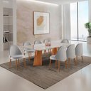Ver imagem 1 de Sala de Jantar Mesa Florida 220cm Tampo Laqueado com Vidro e 8 Cadeiras Suiça