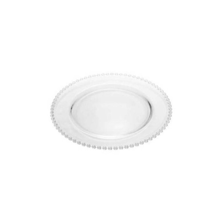 Sousplat de Cristal Pearl Bolinha Transparente 32cm Wolff