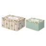 Jogo 2 Caixas Porta Objetos Metal Cottage Flower Katie Alice - 1