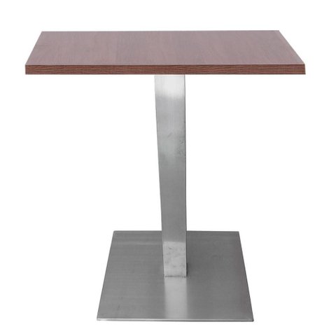 Mesa Alpha Inox 77,50 Cm (altura) com Tampo em Mdp Quadrado 70 Cm Imbuia