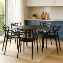 Ver imagem 1 de Conjunto Mesa Eames 110cm com 5 Cadeiras Allegra Empilhável Inmetro Sala Cozinha Jantar La Mobilia