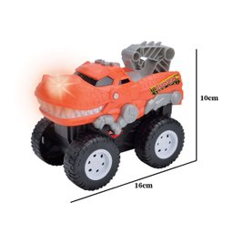 Brinquedo Infantil Carrinho Monster Dinossauro Com Luz E Som:Vermelho - 2