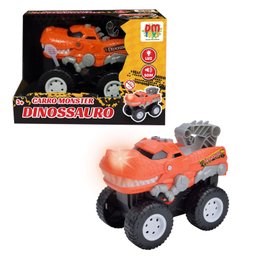 Brinquedo Infantil Carrinho Monster Dinossauro Com Luz E Som:Vermelho - 5