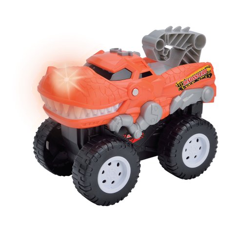 Brinquedo Infantil Carrinho Monster Dinossauro Com Luz E Som:Vermelho
