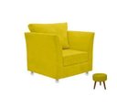 Ver imagem 1 de 01 Poltrona Lisboa Decorativa + 01 Puff Redondo Decorativo Suede Escolha Sua Cor