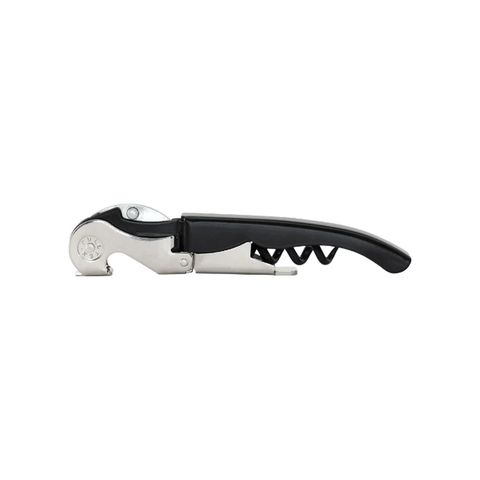 Saca-Rolha Pulltex Hybrid Dois Estágios Abridor de Garrafa:Preto/Inox
