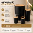 Ver imagem 3 de Kit Banheiro 4 Peças com Lixeira 6L Tampa Bambu Preto