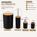 Ver imagem 5 de Kit Banheiro 4 Peças com Lixeira 6L Tampa Bambu Preto