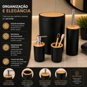 Ver imagem 4 de Kit Banheiro 4 Peças com Lixeira 6L Tampa Bambu Preto