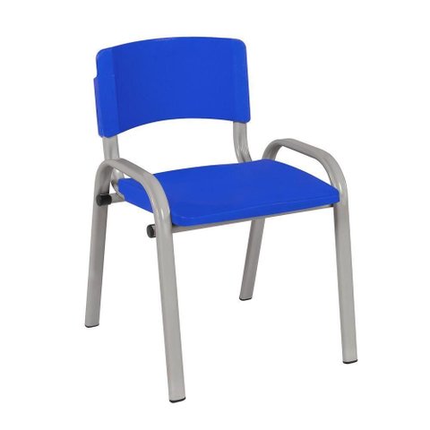Kit 7 Cadeira Iso Infantil Creche, Base Cinza Azul