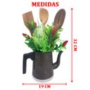 Ver imagem 5 de Mini Vaso Alumínio Regador com Arranja Artificial Preto 32cm