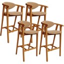 Ver imagem 1 de Kit 04 Banquetas Alta Cozinha Bancada Bar Sala de Jantar Fixa Cecília L02 Bouclê Mostarda - Lyam