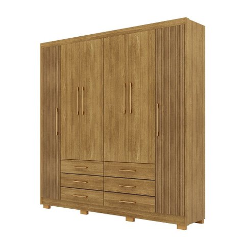 Roupeiro 100% MDF Canadá 223cm 6 Gavetas e 6 Portas  - Nature/Brisa Vila Rica