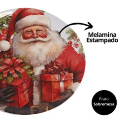 Jogo 4 Pratos Sobremesa Melamina Prime Estampa Natalina - Magizi - 2