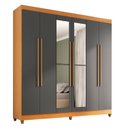 Ver imagem 7 de Guarda-Roupa Casal com Espelho 6 Portas 2 Gavetas 202x184cm e Cômoda 4 Gavetas e 1 Porta Apolo Marrom/Freijó/Grafite