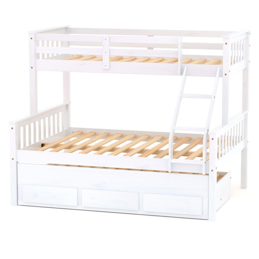 Treliche Cama Casal com Gavetas Madeira Maciça Branco Mobilistore - 3