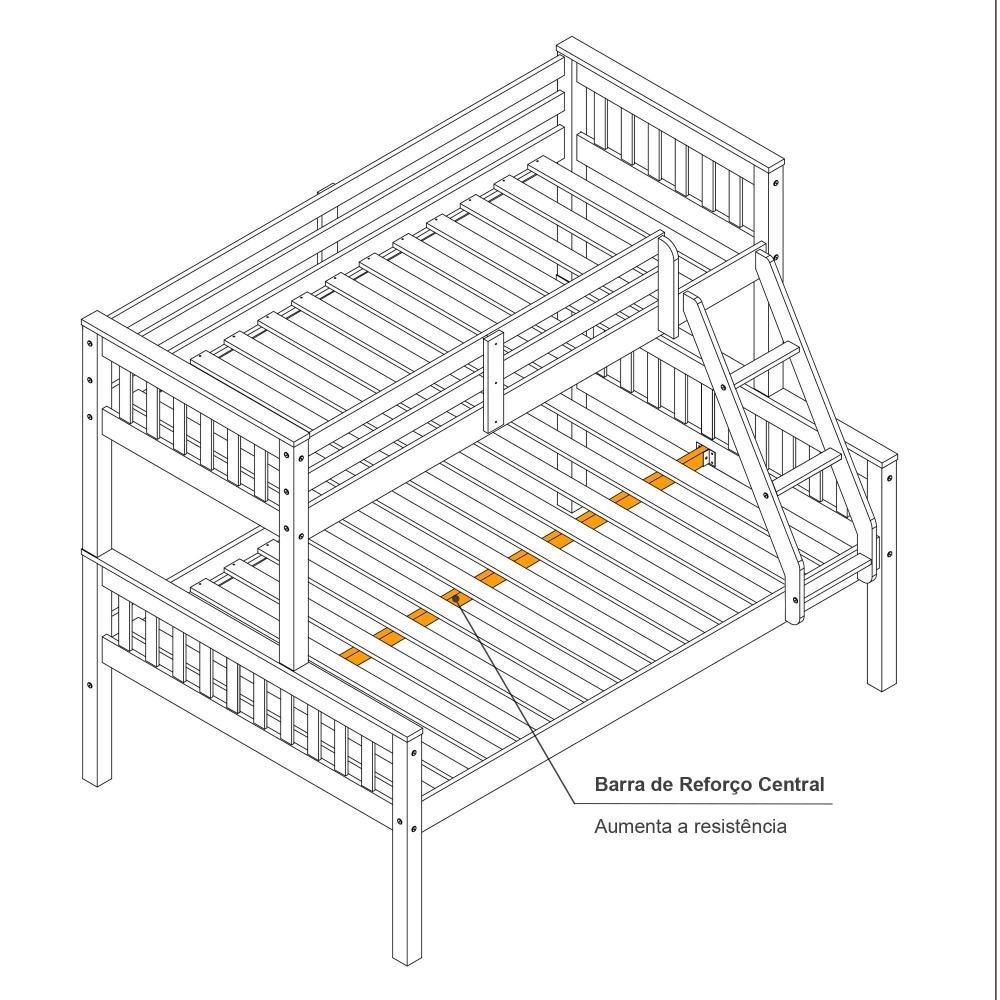 Treliche Cama Casal com Gavetas Madeira Maciça Branco Mobilistore - 7