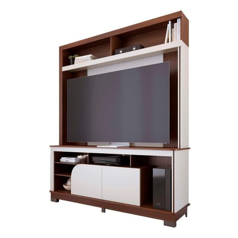 Home Estante Belaya Sala para Tv de até 65 Polegadas Nogueira-off White Matte Nogueira-off White