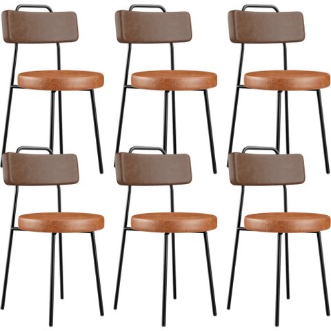 Kit 06 Cadeiras Decorativas Estofada Para Sala Jantar Barcelona L02 Couríssimo Marrom Camel - Lyam L