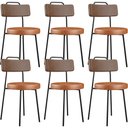 Ver imagem 1 de Kit 06 Cadeiras Decorativas Estofada Para Sala Jantar Barcelona L02 Couríssimo Marrom Camel - Lyam L