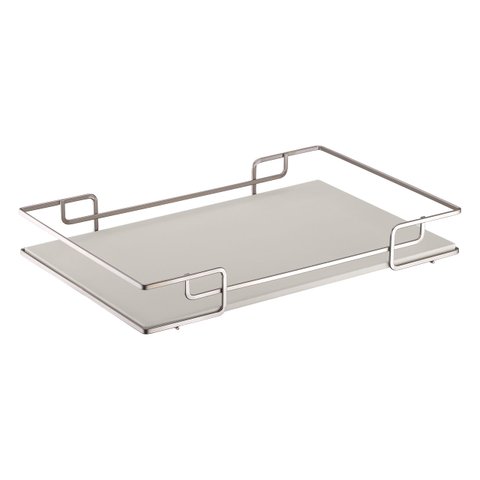 Bandeja Multiuso Hara Luana Tampo Couríssimo Bege 30x40 Cm:Cromada