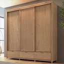 Ver imagem 2 de Guarda Roupa Casal 221cm 3 Portas Madeira Maciça Nira Tauari F07 - Mpozenato