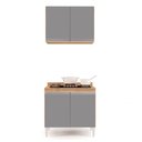 Ver imagem 3 de Kit Armário Aéreo e Balcão para Cooktop de Cozinha 02 Portas Diana 80 cm - D’Rossi Castanho e