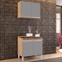Ver imagem 2 de Kit Armário Aéreo e Balcão para Cooktop de Cozinha 02 Portas Diana 80 cm - D’Rossi Castanho e