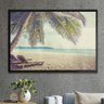 Quadro Decorativo Praia Palmeiras Efeito Retro 02-34x49Cm - 1