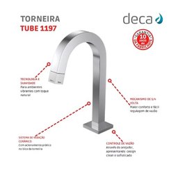 Torneira Para Banheiro Tube Deca Bica Baixa Cromado 1197.C.TUB - 3