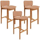 Ver imagem 1 de Kit 03 Banquetas Alta para Cozinha Sala de Jantar Bar Dara L02 Linho Rosê - Lyam Decor