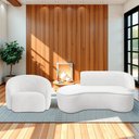 Ver imagem 1 de Kit Divã Recamier Orgânico Marrocos 180cm Lado Esquerdo e 1 Poltronas Amore Bouclé Branco