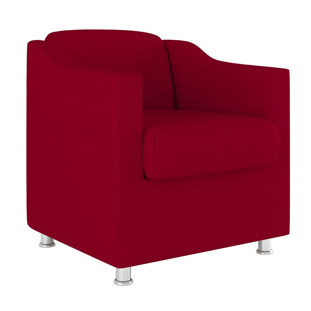 Kit 2 Poltronas Decorativas Reforçada Consultório Sala Suede Cor:Vermelho - 2