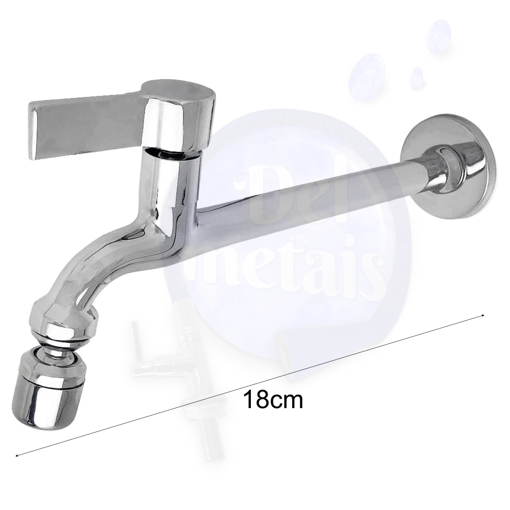 Torneira Tanque Reta Metal Bico Móvel Parede 18cm 1/4v C70 - 4