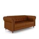 Ver imagem 2 de Sofá Living Sala de Estar Stanford Chesterfield 2 Lugares 180cm Pés de Madeira Couro Caramelo G58 -
