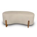 Ver imagem 2 de Puff Orgânico Curvo Pé de Madeira Decorativo para Sala Confortável e Reforçado Bouclé