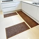Ver imagem 2 de Tapete Carpete Passadeira Cozinha Trama Jogo 3 Peças Marrom