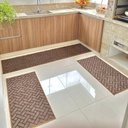 Ver imagem 1 de Tapete Carpete Passadeira Cozinha Trama Jogo 3 Peças Marrom